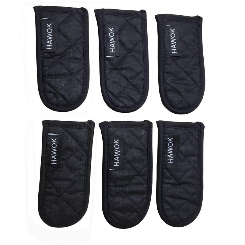 HAWOK Temperature Hot Catton Cast Iron Skillet Handle Holders Mitts Pot Holder Handle Covers Set of 6,Blackâ€¦â€¦ - Image 2